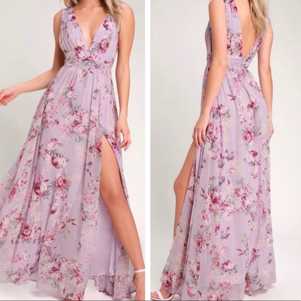 Garden Meandering Lavender Floral Dress